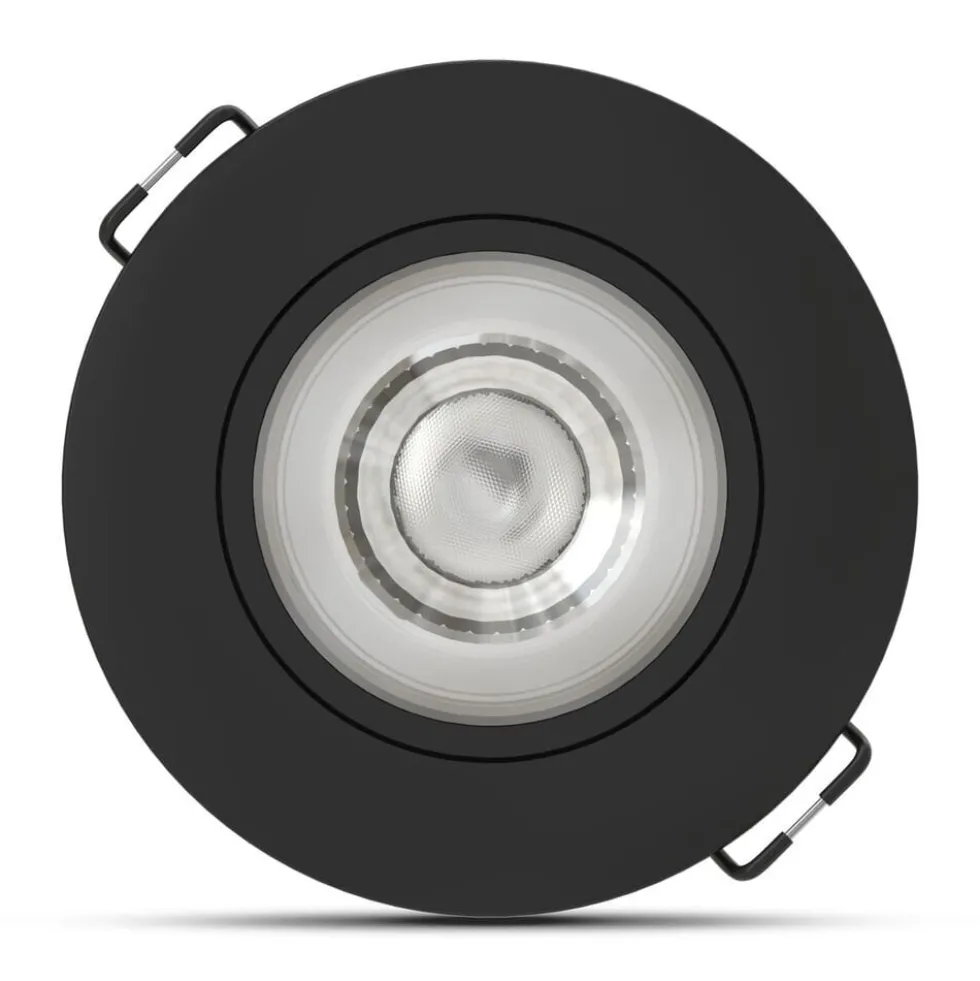 LED-Einbaustrahler - Schwarz - 4W - 3CCT - 3000K/4000K/6500K - 480lm - IP44 - 80mm - Neigbar - Dimmbar | Ausschnittgröße 68mm