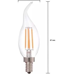 LED Fadenlampe dimmbar - E14 C37 - 5W entspricht 40W - 2700K Warmweiß