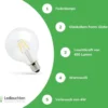LED Fadenlampe E27 - G95 - 4W entspricht 40W - 2700K Warmweiß - großer Glaskolben