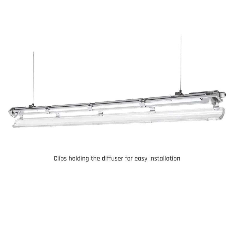 LED-Feuchtraumleuchte IP65 T8/G13 - 150cm Grau | 1- oder 2-Fassungen für 150cm LED Röhren Universal | IK10 Wannenleuchte