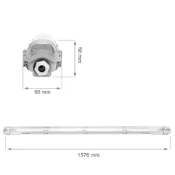 LED-Feuchtraumleuchte IP65 T8/G13 - 150cm Grau | 1- oder 2-Fassungen für 150cm LED Röhren Universal | IK10 Wannenleuchte
