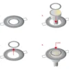 LED GU11 / MR11 Strahler Einbaurahmen 35mm - Schwarz rund - wasserdicht IP44 - Sägegröße 45mm - Außengröße 55mm