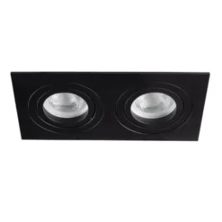 LED GU10 Strahler Einbaurahmen Schwarz rechteckig - für 2 LED GU10 Spots