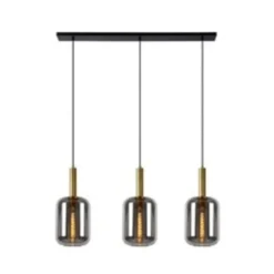 LED Hanglamp JOANNET zwart - 3x E27 fitting - Fumé
