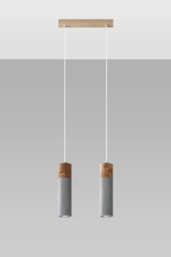 LED Hängeleuchte Beton Holz ZANE - 2 x GU10 Fassung - exkl. LED's