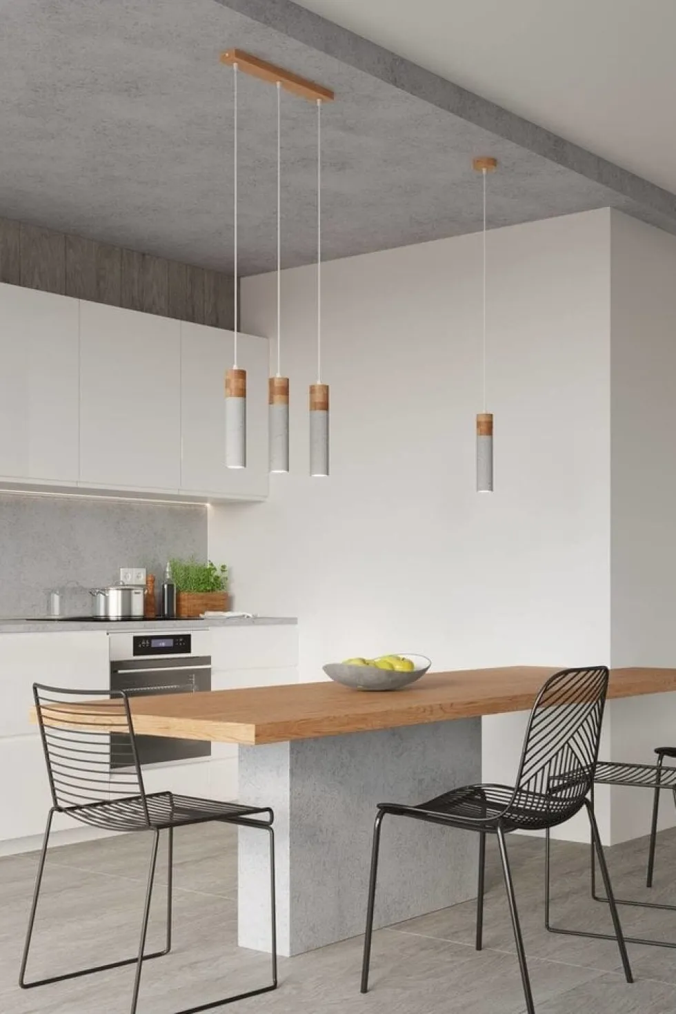 LED Hängeleuchte Beton Holz ZANE - 2 x GU10 Fassung - exkl. LED's