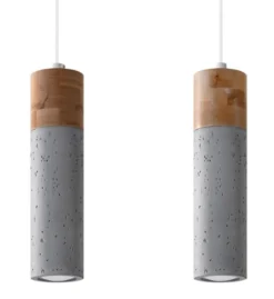 LED Hängeleuchte Beton Holz ZANE - 2 x GU10 Fassung - exkl. LED's