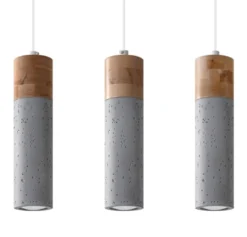 LED Hängeleuchte Beton Holz ZANE - 3 x GU10 Fassung - exkl. LED's