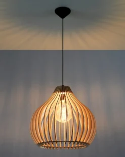 LED Hängeleuchte Holz APRILLA - 1 x E27 Fassung - exkl. LED's