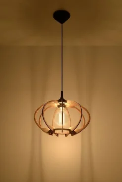 LED Hängeleuchte Holz MANDELINO - 1 x E27 Fassung - exkl. LED's