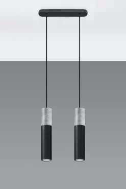 LED Hängeleuchte Schwarz Beton BORGIO - 2 x GU10 Fassung - exkl. LED's