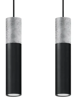 LED Hängeleuchte Schwarz Beton BORGIO - 2 x GU10 Fassung - exkl. LED's
