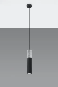 LED Hängeleuchte Schwarz Beton BORGIO - 1 x GU10 Fassung - exkl. LED's