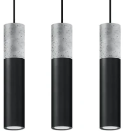 LED Hängeleuchte Schwarz Beton BORGIO - 3 x GU10 Fassung - exkl. LED's