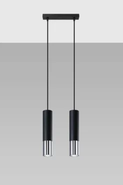 LED Hängeleuchte Schwarz Chrom LOOPEZ - 2 x GU10 Fassung - exkl. LED's