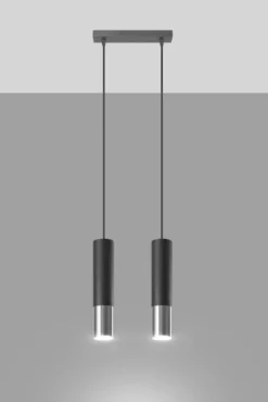 LED Hängeleuchte Schwarz Chrom LOOPEZ - 2 x GU10 Fassung - exkl. LED's