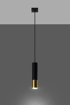 LED Hängeleuchte Schwarz Gold LOOPEZ - 1 x GU10 Fassung - exkl. LED's