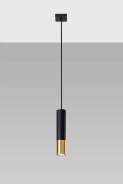 LED Hängeleuchte Schwarz Gold LOOPEZ - 1 x GU10 Fassung - exkl. LED's