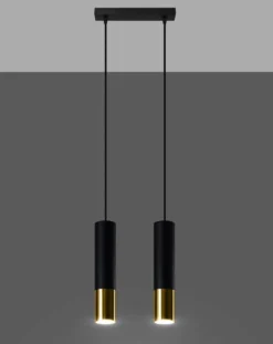 LED Hängeleuchte Schwarz Gold LOOPEZ - 2 x GU10 Fassung - exkl. LED's