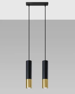 LED Hängeleuchte Schwarz Gold LOOPEZ - 2 x GU10 Fassung - exkl. LED's
