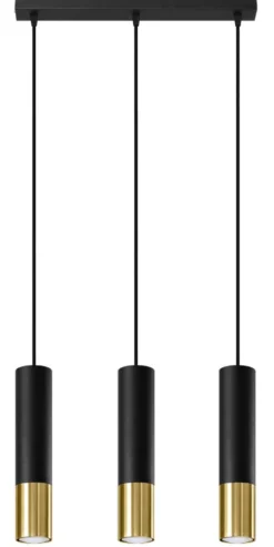 LED Hängeleuchte Schwarz Gold LOOPEZ - 3 x GU10 Fassung - exkl. LED's