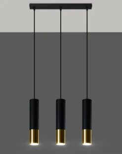 LED Hängeleuchte Schwarz Gold LOOPEZ - 3 x GU10 Fassung - exkl. LED's