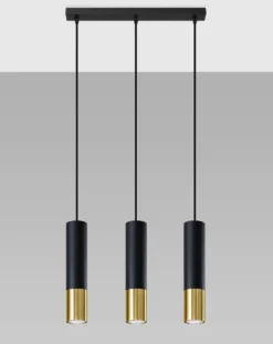 LED Hängeleuchte Schwarz Gold LOOPEZ - 3 x GU10 Fassung - exkl. LED's