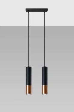 LED Hängeleuchte Schwarz Kupfer LOOPEZ - 2 x GU10 Fassung - exkl. LED's