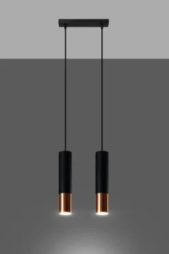 LED Hängeleuchte Schwarz Kupfer LOOPEZ - 2 x GU10 Fassung - exkl. LED's