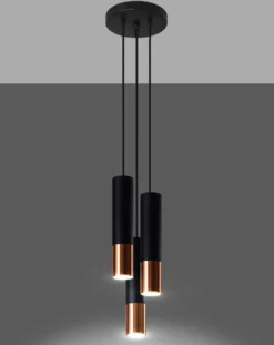 LED Hängeleuchte Schwarz Kupfer LOOPEZ - 3 x GU10 Fassung - exkl. LED's