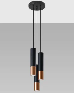 LED Hängeleuchte Schwarz Kupfer LOOPEZ - 3 x GU10 Fassung - exkl. LED's