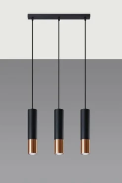 LED Hängeleuchte Schwarz Kupfer LOOPEZ - 3 x GU10 Fassung - exkl. LED's