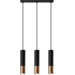 LED Hängeleuchte Schwarz Kupfer LOOPEZ - 3 x GU10 Fassung - exkl. LED's