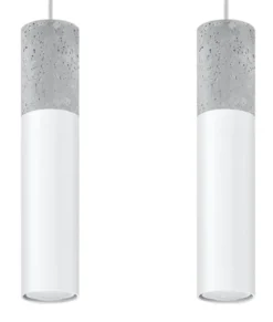 LED Hängeleuchte Weiß Beton BORGIO - 2 x GU10 Fassung - exkl. LED's
