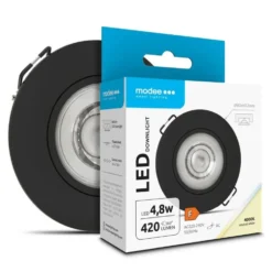 LED inbouwspot Zwart- 4,8W - 420lm - 4000K - Kantelbaar - Niet Dimbaar - D80xH32mm