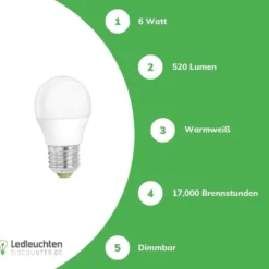LED Lampe dimmbar - E27 Sockel - 5W entspricht 45W - Warmweiß 3000K
