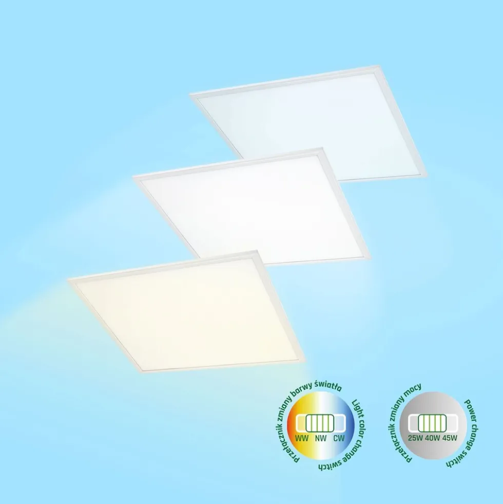 LED-Panel Algine Highlum Hintergrundbeleuchtung 45W-25W | 5400lm-3000lm | 830-840-860 CCT | 62x62cm - UGR <19
