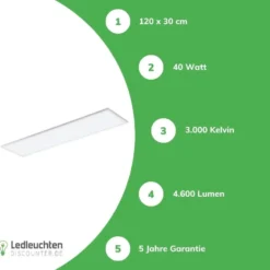 LED Panel Pro Slim line - 36W 4320Lm | 120x30cm - UGR22 Opal weiss