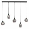 LED Pendelleuchte Macchia mit 5 Lichtern vertikal Schwarz / Rauchglas