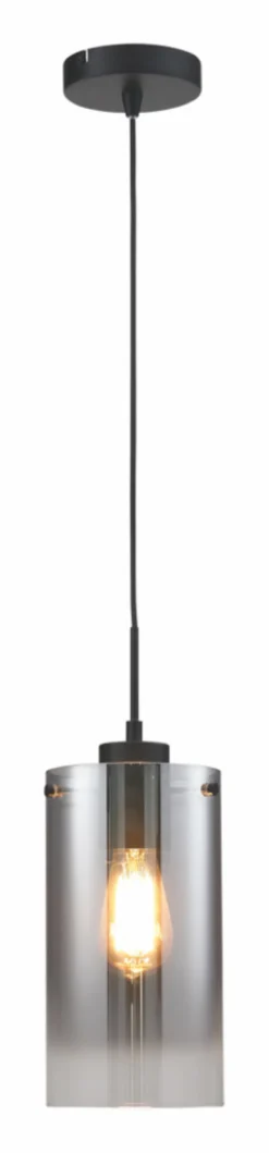 LED Pendelleuchte Ventotto mit einzel Licht Schwarz / Rauchglas