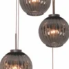 LED Pendelleuchte Zucca mit 5 Lichtern rund Schwarz / Rauchglas