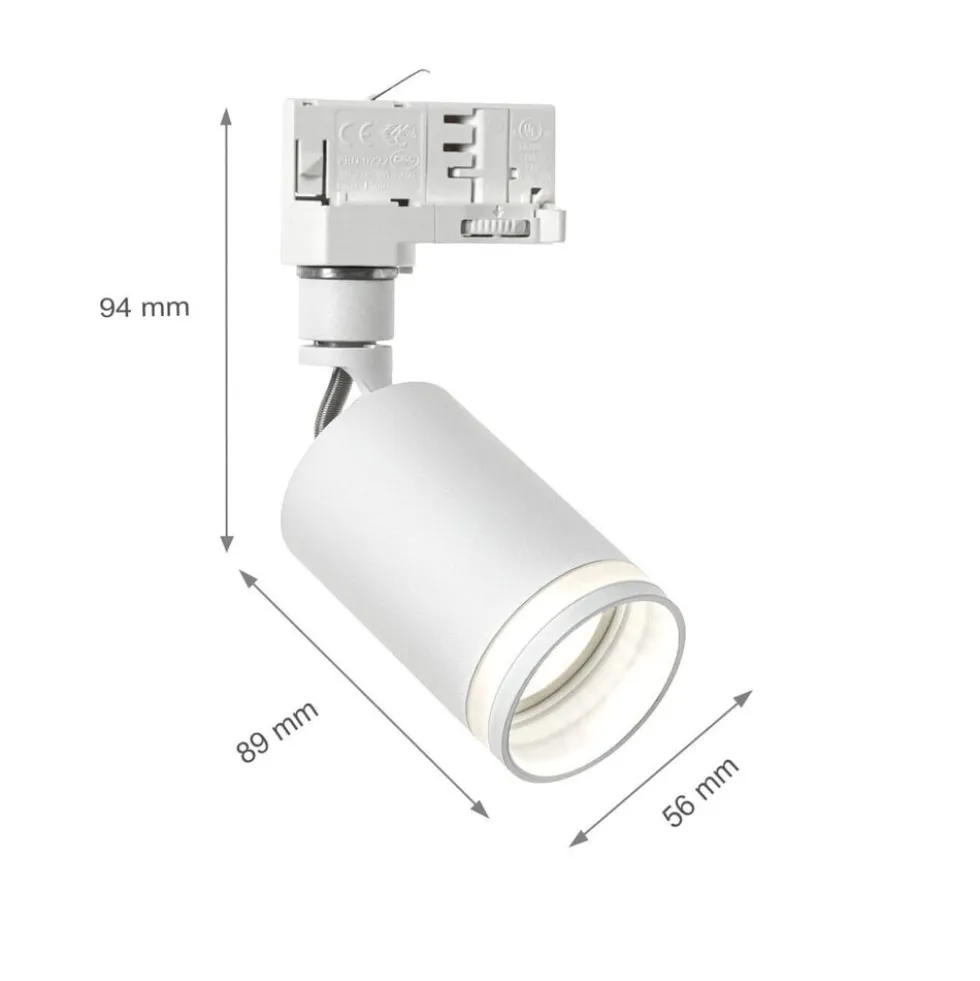 LED Schienenstrahler Mini Weiß mit opalem Ring - 3-Phase universal - GU10 Fassung