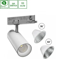 LED Schienenstrahler 3-Phasen - Andromeda Weiss - 15-27W - 1665-3000Lm Multi Lumen Switch | 3000K 930 Warmweiß - 5 Jahre Garantie
