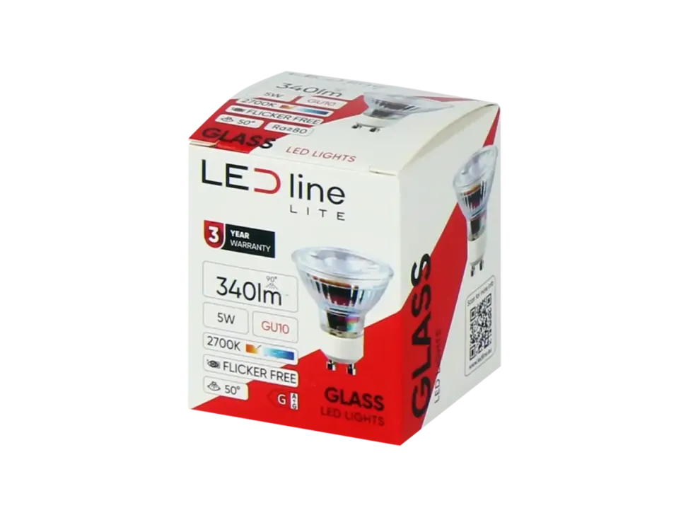 LED Spot GU10 - 5W entspricht 50W - 2700K Warmweiß - Glasgehäuse
