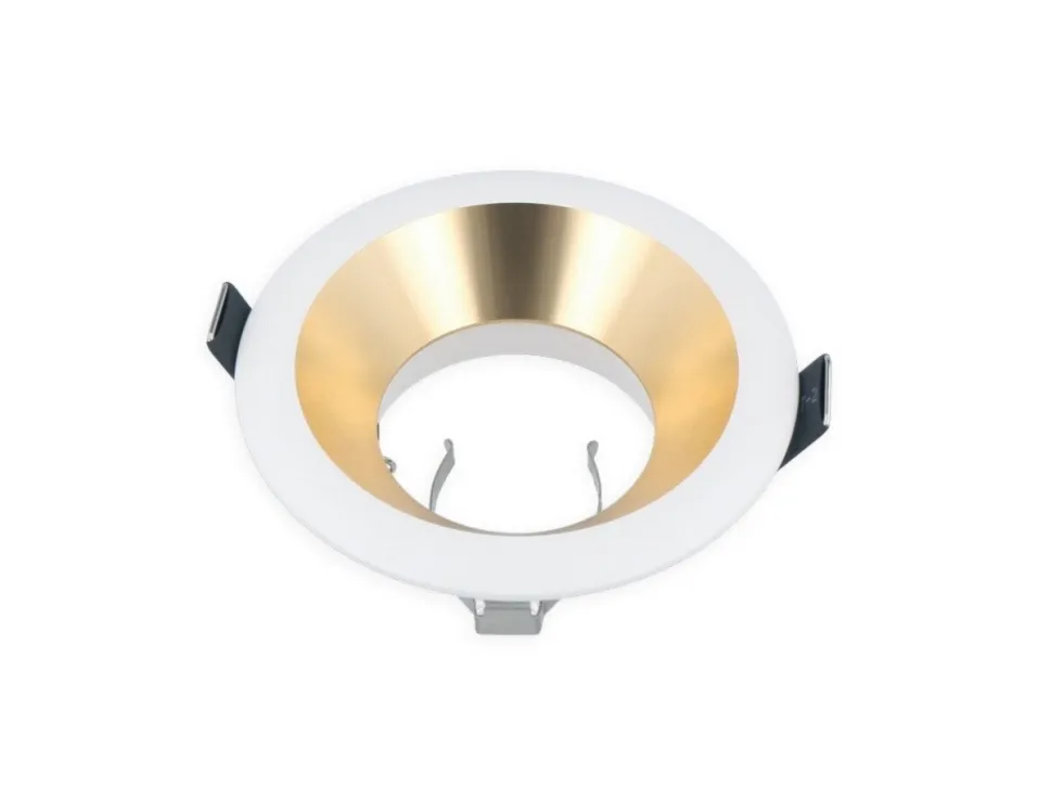 LED Strahler Einbaurahmen rund - Gold / Weiß - Sägegröße 75mm - Außengröße 94mm