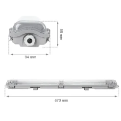 LED T8 / G13 - 60cm - IP65 Wasserdichte Halterung - für Feuchtraum - Wannenleuchte - IK10