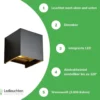 LED Wandlampe Up and Down - IP65 - 2x3W dimmbar - 3000K Warmweiß - einstellbarer Abstrahlwinkel