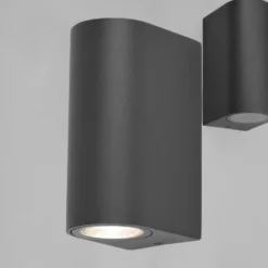 LED Wandleuchte 2×GU10 IP44 – Halbrund Anthrazit – Außenlampe