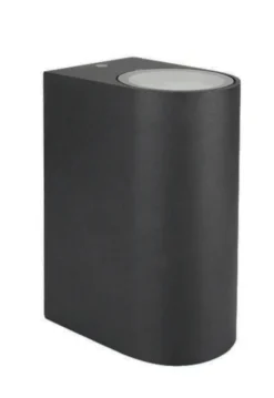 LED Wandleuchte halbrund Anthrazit - GU10 Fassung - IP44 - geeignet für 2 GU10 Spots