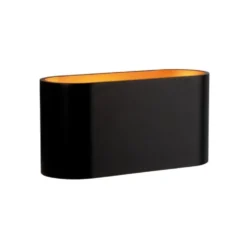 LED Wandleuchte oval - Schwarz Gold - mit G9 Fassung - 80x80x160 mm